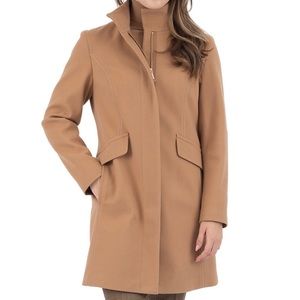 Nine West Faux-Wool zip Front Coat (color-Light Camel)